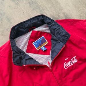 Vintage 90s Embroidered Coca-Cola Logo Full Zip Windbreaker Retro Jacket